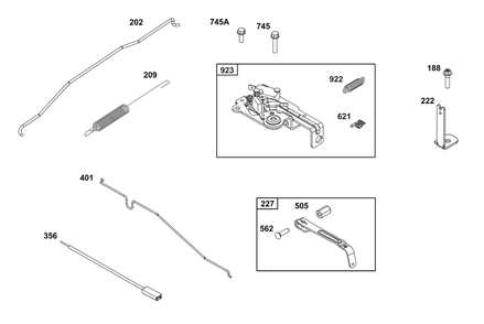 Controls Group Diagram and Parts List for 123P02-0026-H5 100000 - 19Z999 Briggs and Stratton Engine